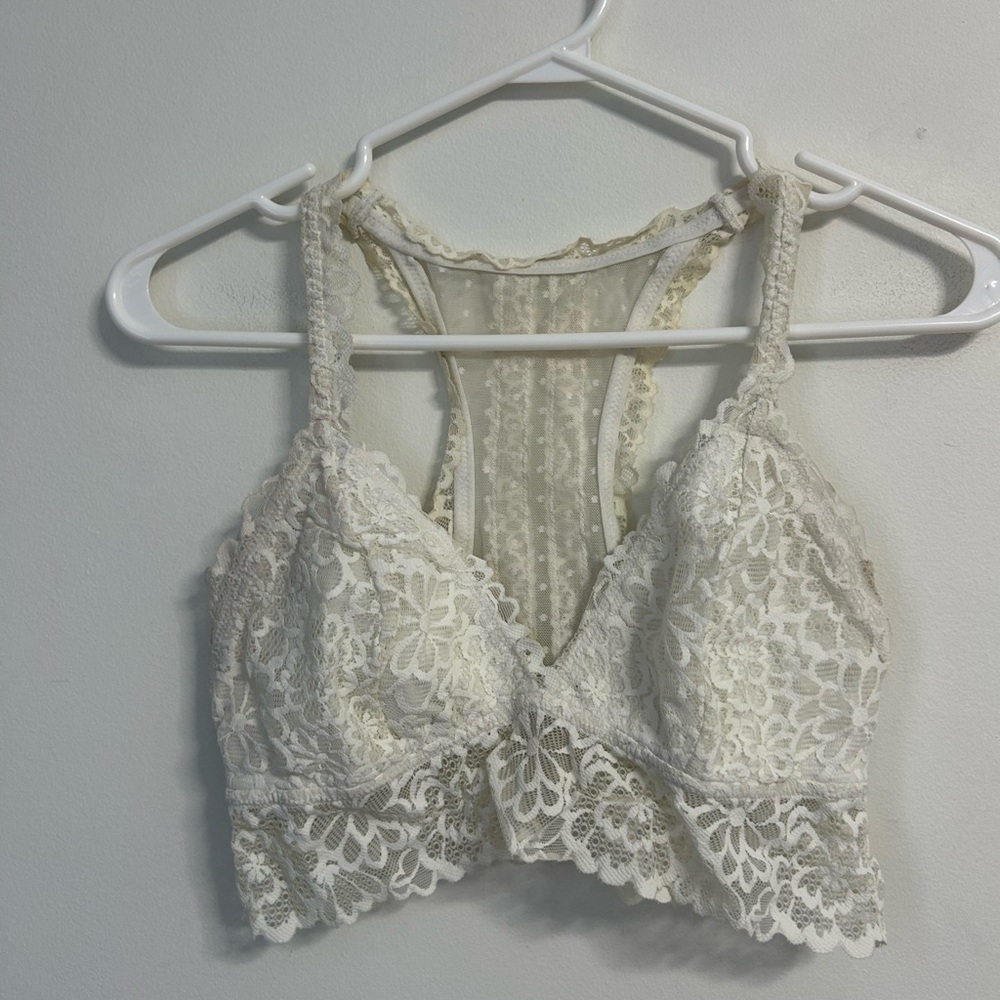Aerie White Racerback‎ Lace Bralette